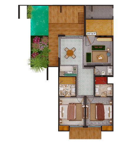 Melhor Group 2BHK  Unit 06 First Floor 
Plan Cutroof