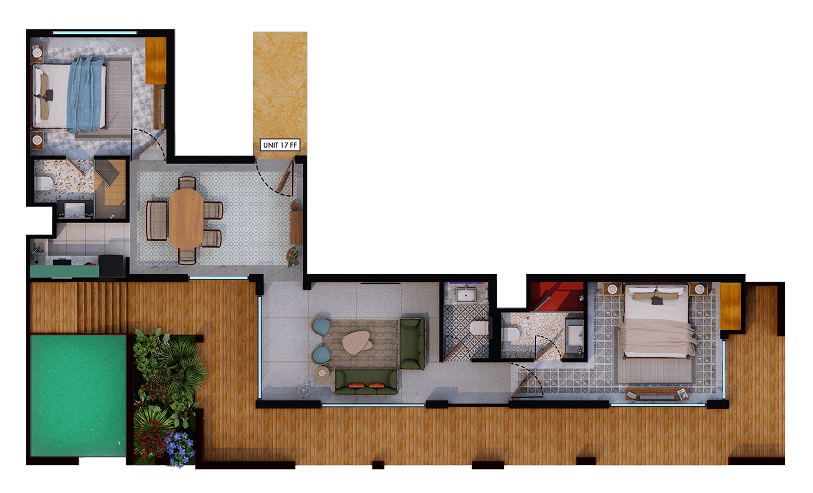 Melhor Group 2BHK Unit 17 First Floor  Plan Cutroof