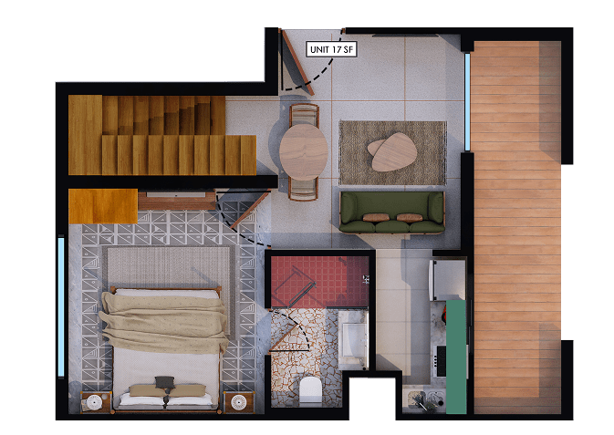 Melhor Group 1BHK Unit 18 Second Floor Plan Cutroof