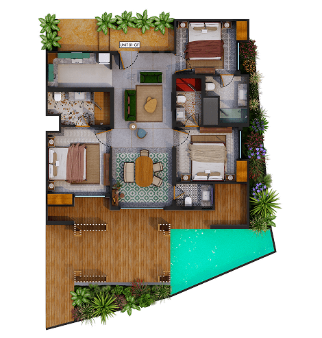 Melhor Group 3BHK Ground Floor 
Plan Cutroof