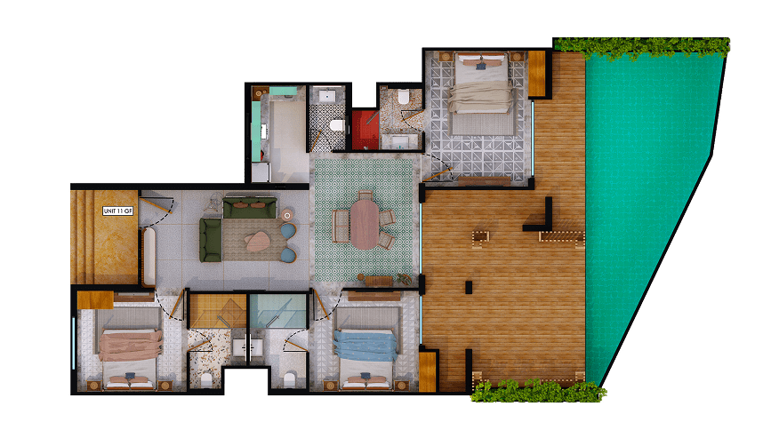 Melhor Group 3BHK Ground Floor 
Plan Cutroof